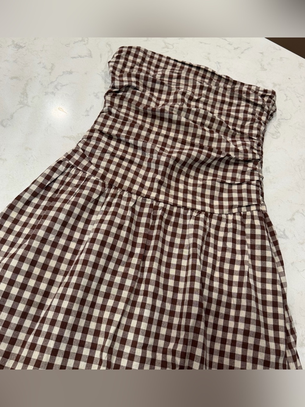 Pacsun Brown and White Gingham Strapless Maxi Dress - Picture 6 of 6